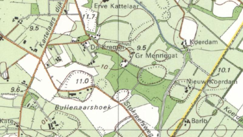 Poffertjeslandschap op topografische kaart 1992