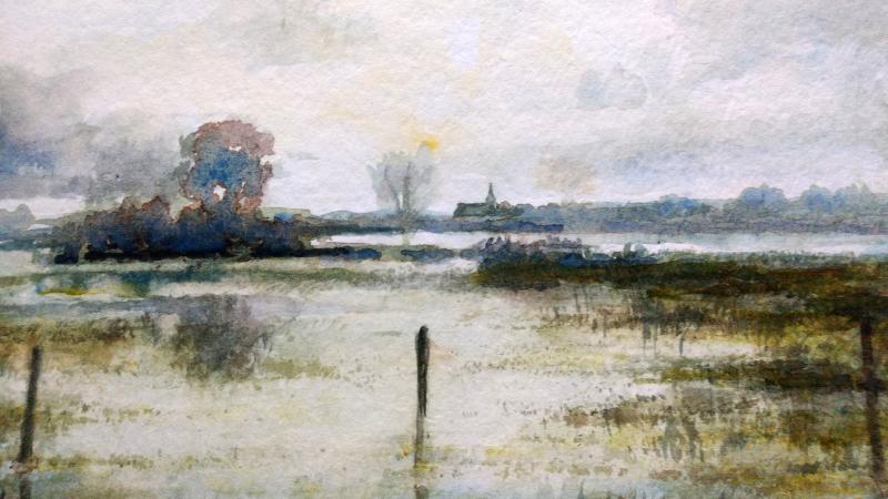 Gezicht op Hattem, aquarel Sjoerdtje Hak