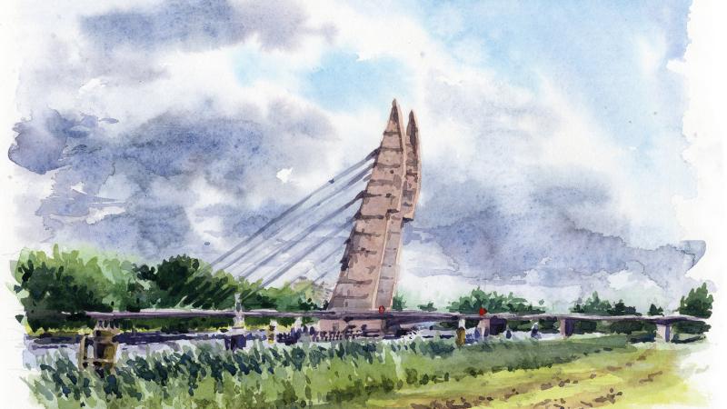 Mastenbroeker brug, aquarel Ron Wanders