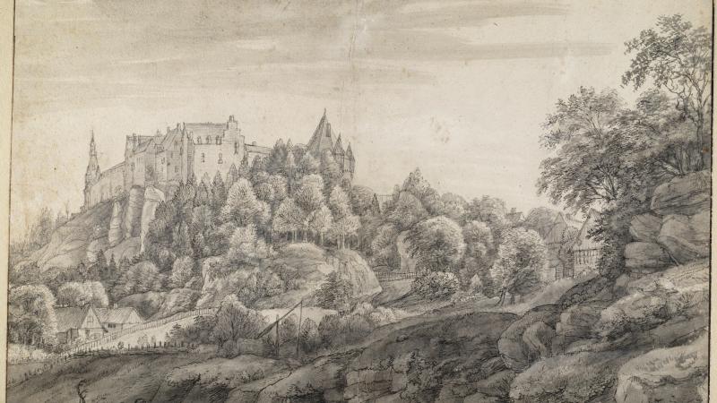 Landschap met Kasteel Bentheim - Anthonie Waterloo (in of kort na1654)