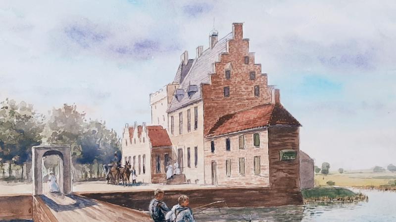 Voormalig kasteel Buckhorst - Aquarel, Willem Blok