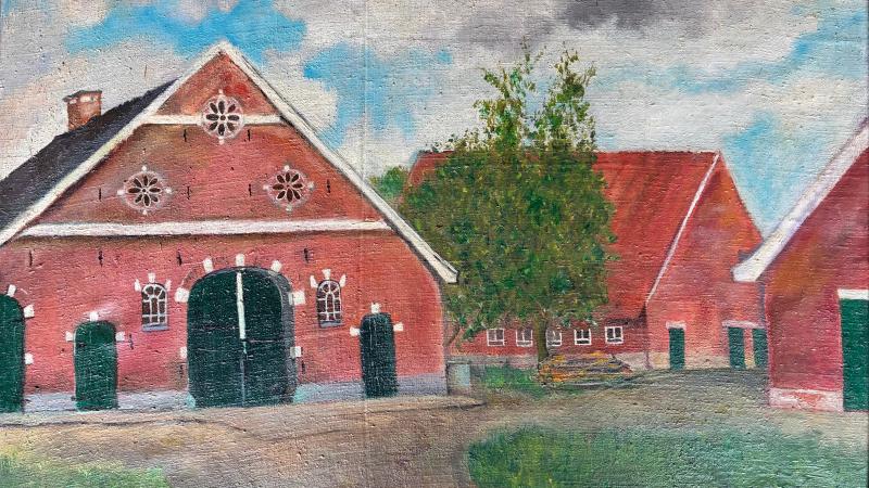 Door Harry ter Balkt geschilderde familieboerderij