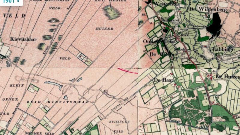Kadasterkaart 1901: Buurtschappen rond Oud-Avereest